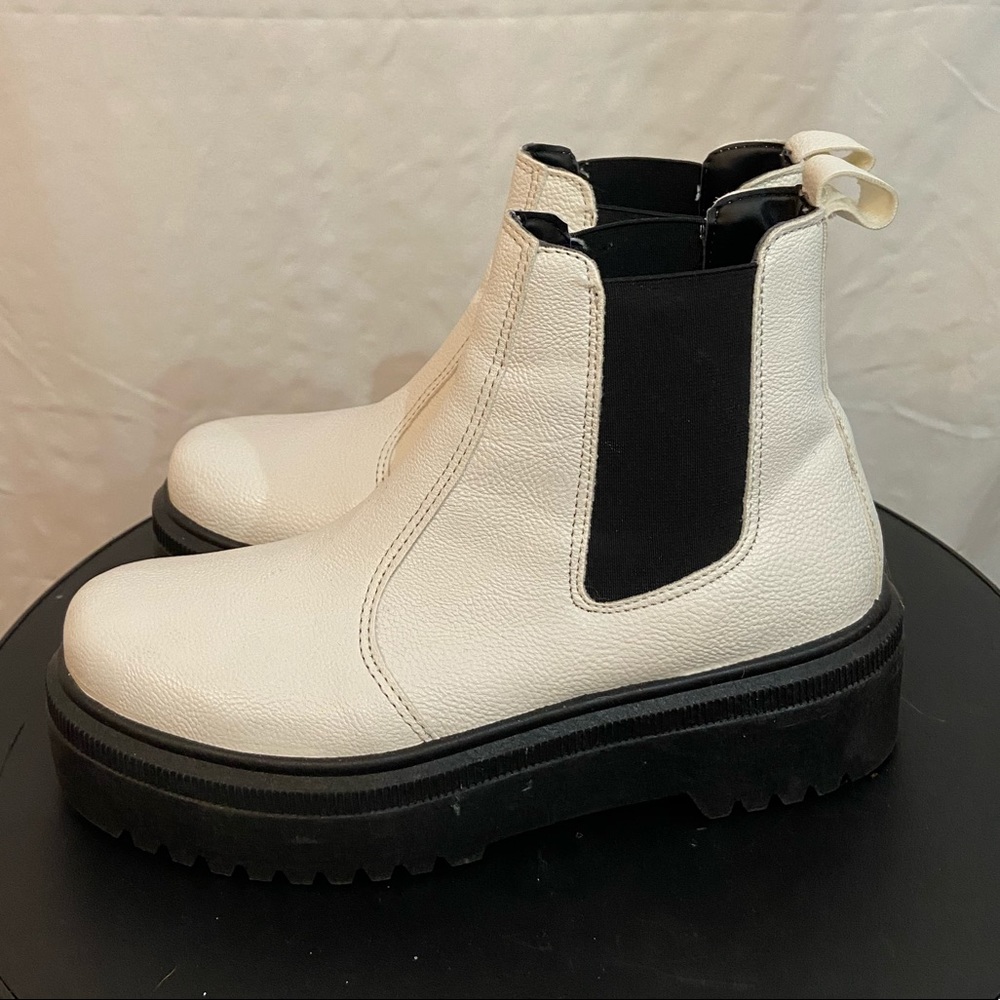 Urban Outfitters white platform Chelsea boots